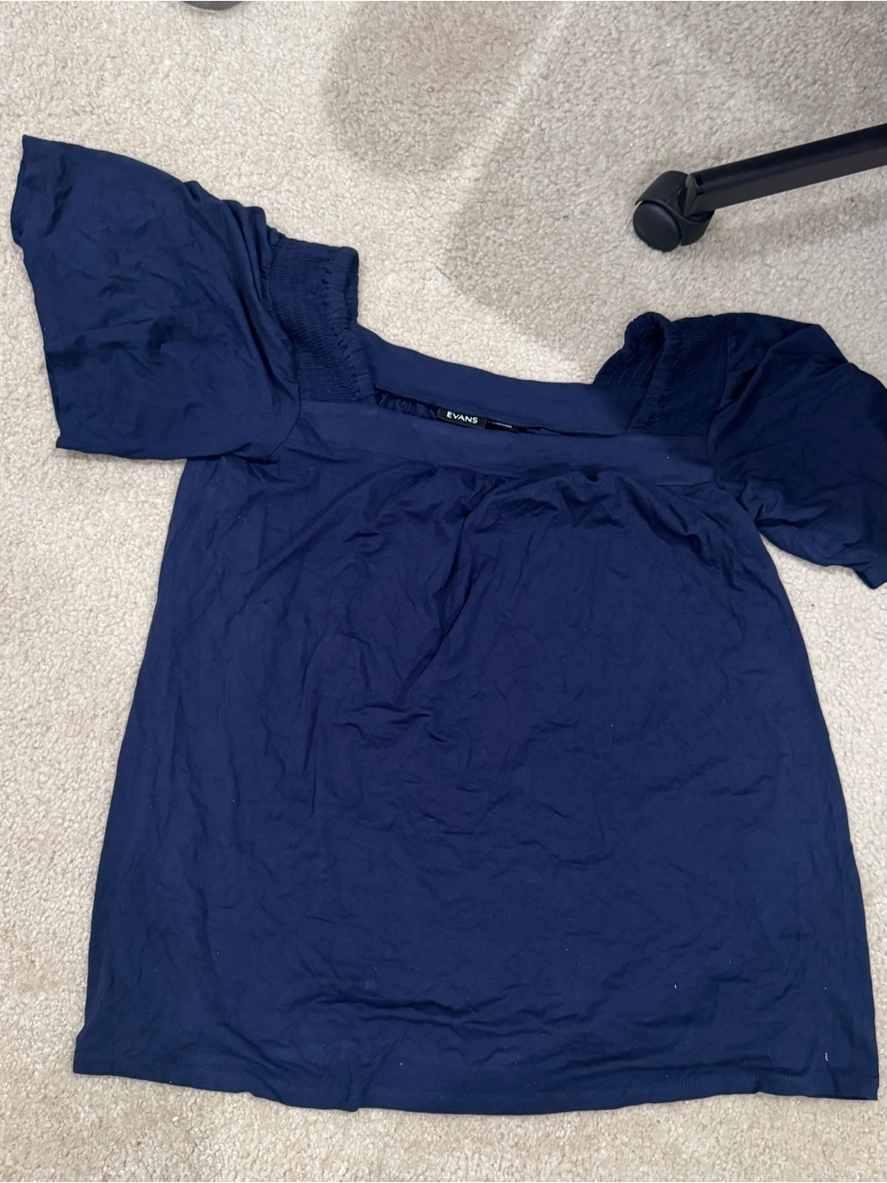 Evans Navy Puff Sleeve Square Neck Top